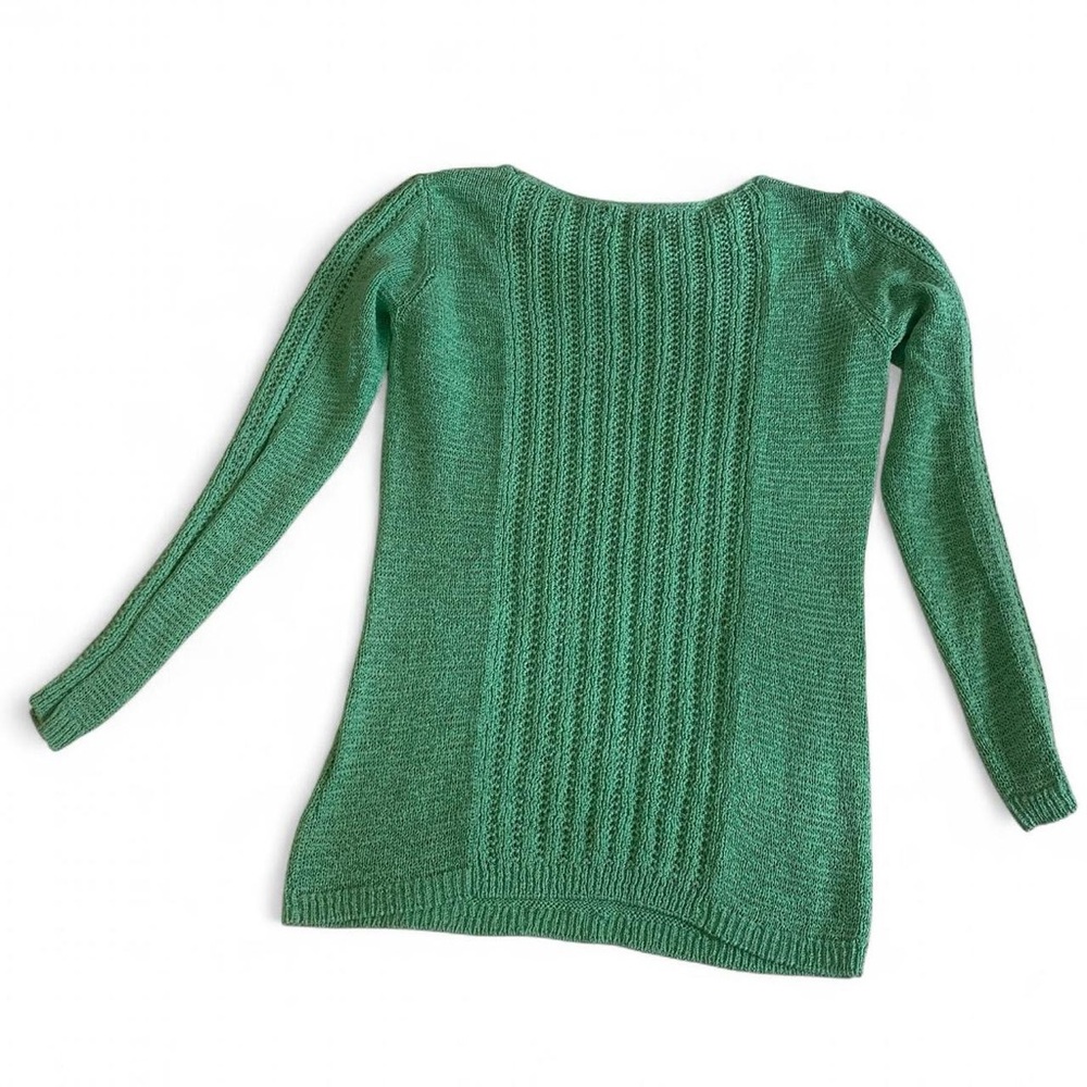 Rachel Zoe Karla Mint Green Open-Knit Cotton Blend Sweater, Size Large EUC - Picture 2 of 8